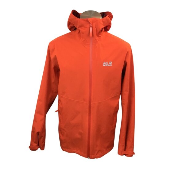 Jack Wolfskin Mens Medium Texapore Ecosphere Waterproof Hooded Jacket Orange - Picture 3 of 11